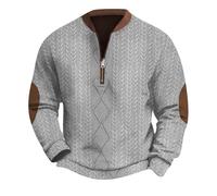 Men's Merry Christmas Jumper Elf Graphic Quarter Zip Knitted Sweater Long Sleeve Crew Neck Pullover Winter Warm 1/4 Zip Sweatshirts Chunky Knit Xmas Jumpers Pullover Mens Xmas Sweaters (Light Gray,S)