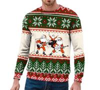 Men's Merry Christmas Jumper Xmas Sweatshirt 2024 Christmas Ugly Sweatshirt Pullover Men 3D Printed Christmas Jumpers Sweaters Warm Winter Yellow