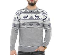 Men's Merry Christmas Mock Zip Turtleneck Reindeer Moose Stag Xmas Jumper Top