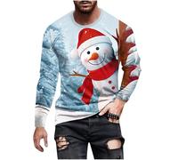 Men's Merry Christmas T-Shirt Snowman Snowflakes Printed Pullover Ugly Xmas Jumper 3D Printed Pullover Long Sleeve Tops Crewneck Shirt Novelty Sweater Casual Activewear Christmas Jumper