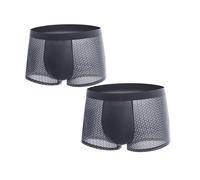 Mens Mesh Boxers Mens Boxers 2 Pack Breathable Ice Silk Underwear See Through Low Rise Trunks Sexy Semi-Transparent Underpants Sheer Fishnet Boxer Shorts Comfort Stretch Panties Dry Fit Briefs
