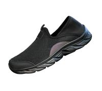 Men's Mesh Breathable Hiking Shoes Lightweight Athletic Lace Free Trainers with Arc Support Beach Backless Outdoor Running Shoes for Men Non-Slip Memory Foam Sole Sport Sneakers (Black, 7)