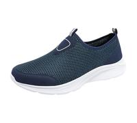 Men's Mesh Breathable Hiking Shoes Lightweight Athletic Lace Free Trainers with Arc Support Beach Backless Garden Running Shoes for Men Non-Slip Memory Foam Sole Sport Outdoor Sneakers (Blue, 7)