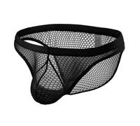 Men's Mesh Briefs Underwear Sexy Breathable Knickers Low Waist Soft Underpants Briefs Thong Strings Jockstrap Male See Through Strings Hollow Elastic Waistband Underpanty Athletic Jockstrap Panty