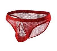 Men's Mesh Briefs Underwear Sexy Breathable Knickers Low Waist Soft Underpants Briefs Thong Strings Jockstrap Male See Through Strings Hollow Elastic Waistband Underpanty Athletic Jockstrap Panty