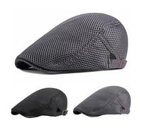Men's Mesh Flat Cap Newsboy Flat Cap Duckbill Hat Summer Newsboy Hat Cap Beret Cap Hat Breathable Cabbie Hat Driving Hunting Hat Boy Hat Adjustable Forward Cap Peaked Cap Unisex Flat Cap Baseball Hat
