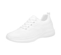 Men's Mesh Height Gain Height 10 cm Sneakers Running Sport Summer Sneakers Lace Up Wedge Sneakers with Openwork Top Extra Thick Sole with Internal Raise for Running Leisure Walking, 01 White, 35 EU