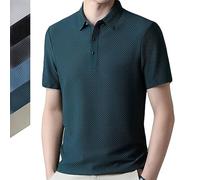Men's Mesh Ice Silk Short-Sleeved T-Shirt, Sports Polo Shirt, Casual Lightweight Tops, for Men Summer Cool Casual Button-Down Shirts, Perfect for Golf Tennis & Daily Wear Green