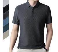 Men's Mesh Ice Silk Short-Sleeved T-Shirt, Sports Polo Shirt, Casual Lightweight Tops, for Men Summer Cool Casual Button-Down Shirts, Perfect for Golf Tennis & Daily Wear Grey