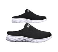 Men's Mesh Mules & Clogs Closed Toe Non-Slip Flat Shoes Lightweight Slip on Slides Slippers Breathable Backless Walking Shoes Soft Sole Sneakers White