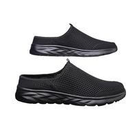 Men's Mesh Mules Non-Slip Slides Closed Toe Slip on Trainers Shoes Lightweight Comfortable Breathable Open Back Walking Shoes Soft Sole Sneakers Clogs Black