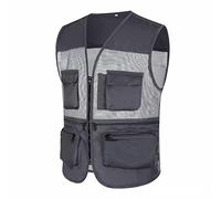 Men'S Mesh Patchwork Multi-Pockets Cargo Vest | Waistcoats For Men Casual Lightweight Gilet Versatile Breathable Gilet Zipped Pockets Outdoor Waistcoat Durable Hiking Waistcoat Military Jacket