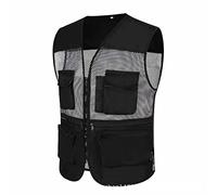 Men'S Mesh Patchwork Multi-Pockets Cargo Vest | Waistcoats For Men Casual Lightweight Gilet Versatile Breathable Gilet Zipped Pockets Outdoor Waistcoat Durable Hiking Waistcoat Military Jacket