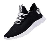 Men's Mesh Running Shoes Trainers Sports Shoes Flat Trainers Running Tennis Shoes Leisure Road Running Shoes Fashion Lightweight Breathable Walking Shoes Outdoor Running Shoes, black, 8 UK