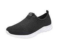 Mens Mesh Running Shoes Wide, Mens Fly Knit Running Shoes, Lightweight Soft Soled Trainers Comfortable and Solid Color Trainers Fashion Sports Wedge Sneakers Fitness Breathable Sneakers for Men Grey