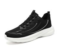 Mens Mesh Running Trainers Men's Shoes Sneakers Fashion Breathable Mesh Shoes Comfortable Trend Soft Bottom Running (Black,6)