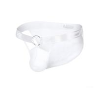 Men's Mesh Sheer Briefs Low Waist Bulge Pouch(White XXL)