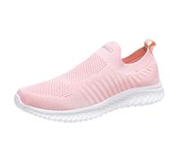 Mens Mesh Shoes, Breathable Sneakers for Men Comfortable Extra Wide Walking Trainers with Non Slip Soft Sole Breathable Outdoor Sport Sneakers Casual Comfy Work Shoes Stylish Footwear Pink