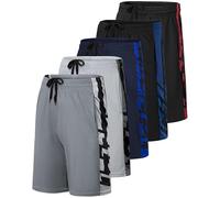 Men's Mesh Shorts Football Rugby Training Active Wear Athletic Basketball Essentials Performance Gym Running Summer Fitness Quick Dry Wicking Workout Clothes Sport Pockets - Set 2-5 Pack, L