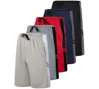 Men's Mesh Shorts Football Rugby Training Active Wear Athletic Basketball Essentials Performance Gym Running Summer Fitness Quick Dry Wicking Workout Clothes Sport Pockets - Set 1-5 Pack, 3XL