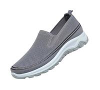 Mens Mesh Slip On Sneakers, Breathable Walking Running Shoes Soft Bottom Non-Slip Athletic Shoe Summer Tennis Sports Footwear Outdoor Orthopedic Sneaker Mesh Workout Gym Training Shoe Grey