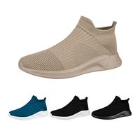 Mens Mesh Slip On Trainers， Mens Lightweight Mesh Trainers Comfortable Walking Sneakers with Cushioned Sole Breathable Road Running Shoes Non Slip Easy Pull On Shoes Daily Footwear Blue