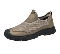 Men's Mesh Slip-on Trainers Running Shoes Highly Elasticated Walking Shoe Soft Sole Lightweight Sneakers Casual Breathable Athletic Sneaker Anti Slip Sports Shoes Fashion Trainers Khaki