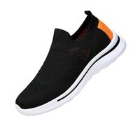 Mens Mesh Sports Shoes, Breathable Slip On Knit Shoes Solid Color Home Shoe Soft Bottom Lightweight Lounge Footwear Trendy Comfortable Tennis Footwear Non-Slip Comfortable Jogging Shoe Black