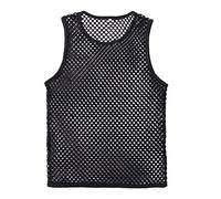 Men's Mesh String Vest - Workout Hollow Out Tees See Through Sheer Fit Fishnet Crop Top - Sleeveless Muscle Fit Summer Top for Running, Training & Outdoors