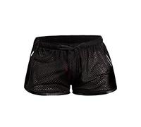 Mens Mesh Swim Shorts See Through 3 Inch Summer Booty Bottoms Quick Dry Beach Shorts Lightweight Drawstring Boardshorts Swimming Trunks Black