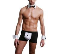 Men's Mesh Underwear Men's Stripper Men's Clothing Sexy Stripper Men's Clothing Stripper Men's Clothing Costume Set Including Bow Tie, Briefs and Wrist Wraps Sexy Hotpants Women, black, One Size