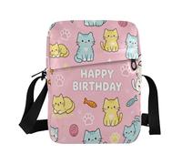 mens messenger bag cross body bag Handbag For Travel Adjustable Strap for work work -Happy Birthday Cute Cat