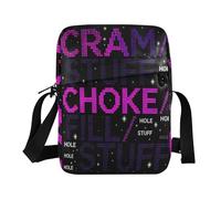 men's messenger bag mens crossbody bag small Cross Over Purse Adjustable Strap for Shopping Shopping-Digital Letters Purple Stars Black
