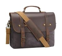Men's Messenger Bag Waxed Canvas Laptop Computer Bag 16 Inch, Dark Grey