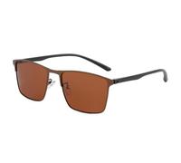 Men's Metal Square Frame Sunglasses For Outdoor Polarized Driving Sports And Vacations Sun Glasses(Brown)