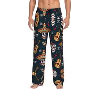 Men'S Mexican Skull Print Soft Lounge Pajama Pants,Elastic Waist Drawstring Sleepwear With Pockets,Lightweight Pj Bottoms