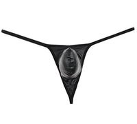Men's Micro Thong Leather Like Bikini Pouch T-back Mini Brief Sexy Guy Underwear G-string M Black