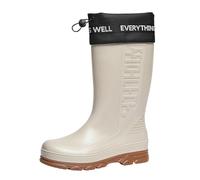 Mens Mid Calf Rain Boots Size 7 Waterproof Slip Resistant Boot Rubber Mud Boots for Men, Comfort Gardening Fishing Shoes for Yard Farm Outdoor Work with Adjustable Drawstring Khaki