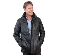 Infinity Men's Mid Length Classic Warm Black Leather Jacket L