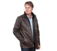 Men's Mid Length Classic Warm Brown Leather Jacket Coat