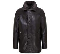 Men's Mid Length Leather Classic Trench Coat Warm Overcoat Jacket