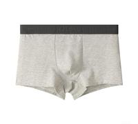 Men's Mid Waist Stripes Breathable Underpants for Comfort and Style Boxershorts Trunks Collection (L Grey)