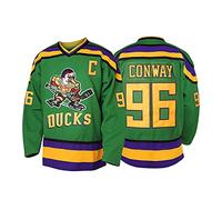 Men's Mighty Ducks Jerseys 96 Charlie Conway Adam Banks Greg Goldberg Movie Hockey Jersey, #96 Green, Medium