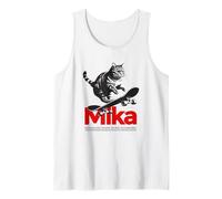 Mens MIKA - Cute Boy Name with cool with cool Cat & Skateboard Tank Top