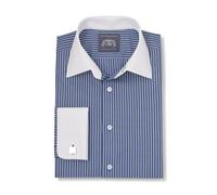 Men's Miles Navy Reverse Stripe Made-To-Measure Shirt - Size: One Size - Savile Row Company
