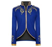 Mens Military Blazers Prince Coats Drummer Parade Punk Officer Fitted Jackets Drum Major Costume for Adults(Blue,Medium)
