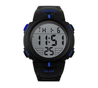 Mens Military Digital Sport Watch With Fashion Design Electronic LED Display Waterproof -Blue