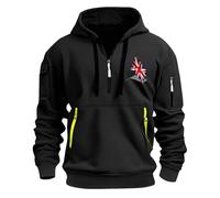 Mens Military Hoodies Mens Hoodies Quarter Zip British Flag Printed Hoodie Outdoor Combat Hoodie Lightweight Tactical Sweatshirt 1/4 Zip Hiking Pullover Stylish Hoody Jumper With Kanga Pocket