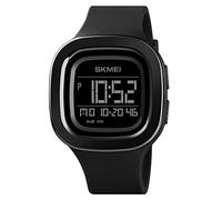 Men's Military Sport Digital Square Dial Fashion Waterproof Outdoor Running Stopwatch Alarm Clock LED Display Countdown Tactical Men's Quartz Watch with Silicone Strap, black, Strap.