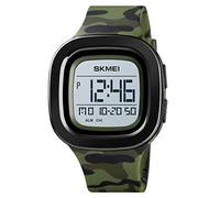 Men's Military Sport Digital Square Dial Fashion Waterproof Outdoor Running Stopwatch Alarm Clock LED Display Countdown Tactical Men's Quartz Watch with Silicone Strap, Strap.